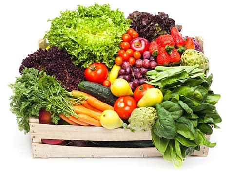 A collection of vegetable in crate